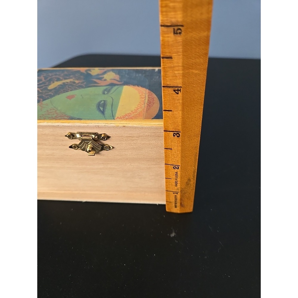 Wood Wooden Trinket Jewelry Box  5" Long‎ - Picture 7 of 10